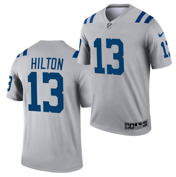 Men's Gray Indianapolis Colts #13 T.Y. Hilton Inverted Legend Stitched Football Jersey